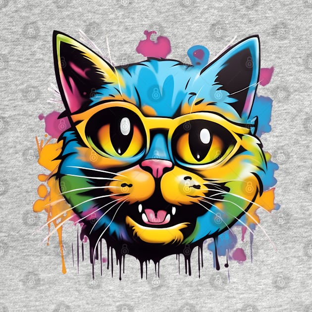 Colorful Graffiti Cat by Ravenglow